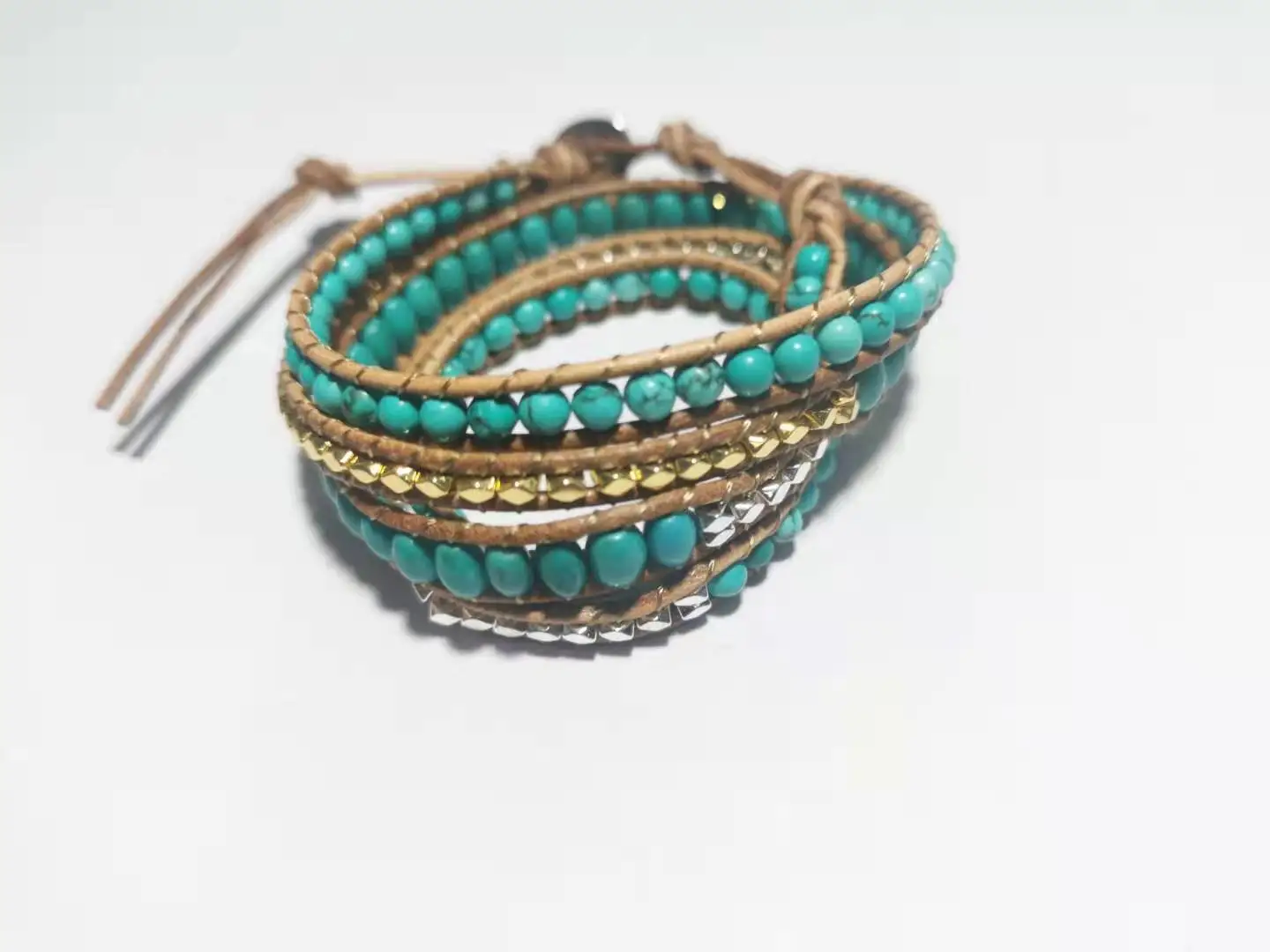 Exclusive Quality Natural Stones w/ Metal Beads Wrap Bracelets Handmade Bohemian Vintage Statement Bracelet Bijoux Wholesale
