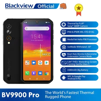 Перейти на Алиэкспресс и купить Blackview BV9900 Pro термальная камера 8 Гб + 128 Гб мобильный телефон Helio P90 Восьмиядерный IP68 прочный смартфон 48MP Quad задняя камера