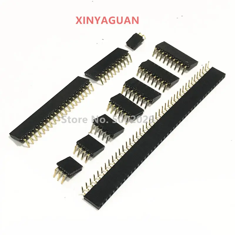 2.54mm Pitch Single Row Bent Female 2~40P PCB Board 90 degree right angle Pin connector 2/3/4/6/10/12/16/20/40Pin For Arduino