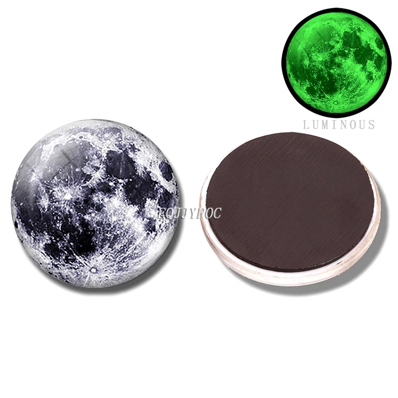 PACK OF 1 Светящиеся луна звезды планета магнит на холодильник Светящаяся туманность галактика солнечная система магниты на холодильник стеклянные наклейки из кабошона Декор - Цвет: PACK OF 1