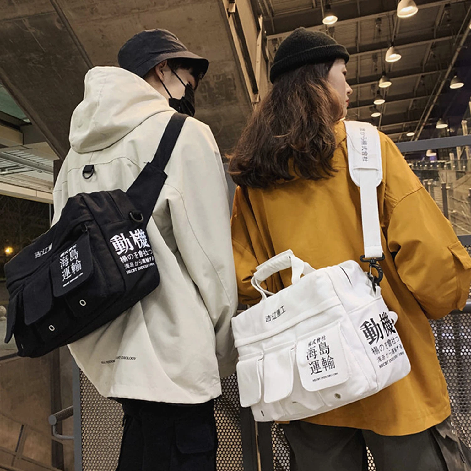 AELFRIC модный мужской женский рюкзак с застежками хип-хоп винтажный тренд Корейская парусиновая лента уличная Джокер Харадзюку мужские рюкзаки