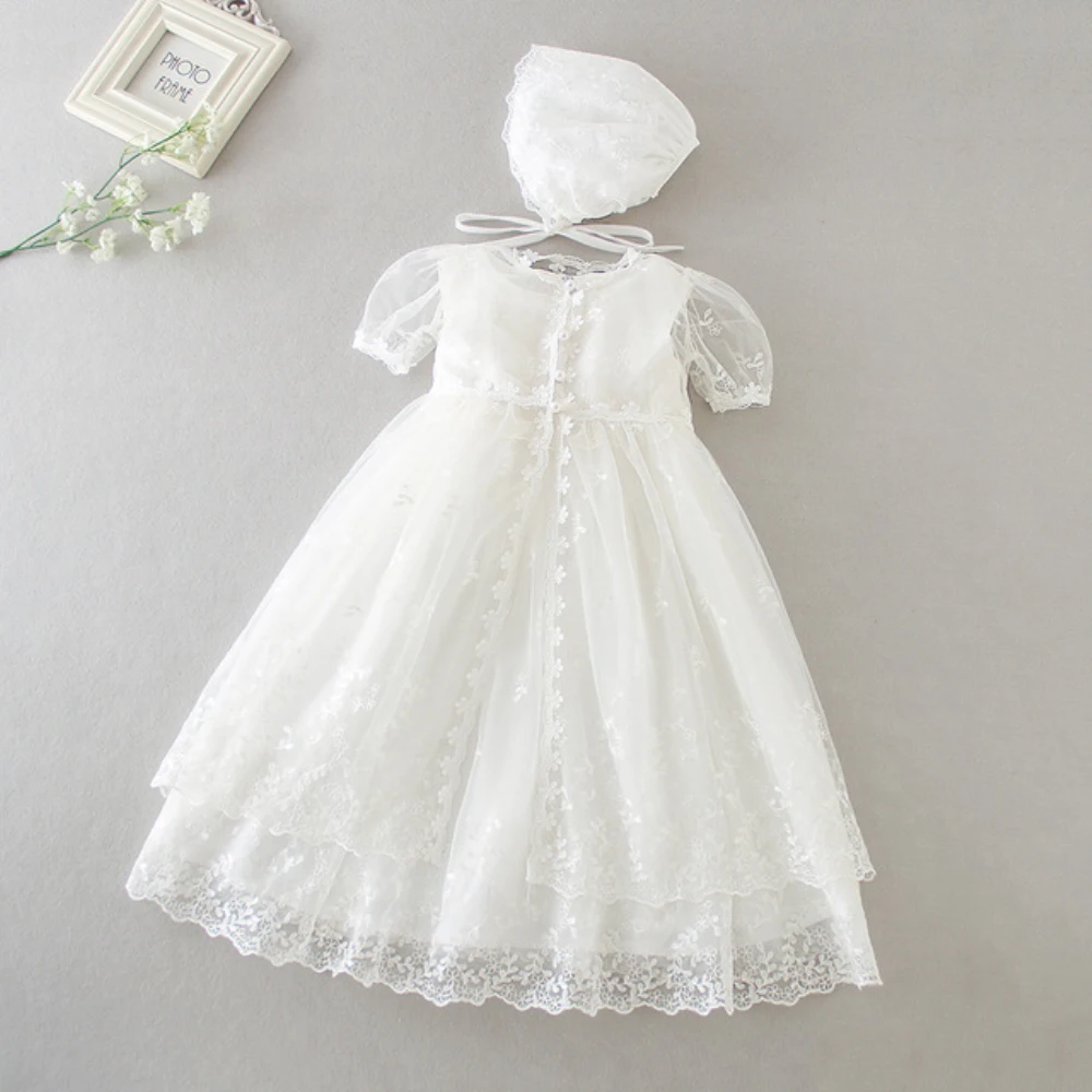 

First Birthday Girl Baby Dress Baptism Kids Clothing Lace Princess Party Christening Frocks L74