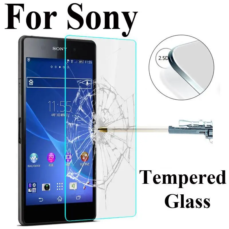 

2Pcs/Lot 9H 0.3mm 2.5D Tempered Glass For Sony Xperia Z3 Compact Z1 Z2 Z4 Z5 Premium Anti Explosion Screen Protector