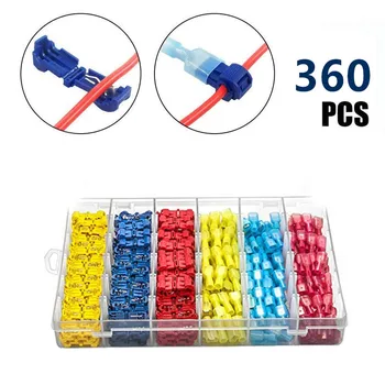 

360Pcs T-Tap Wire Connectors, T Tap Electrical Connectors, Quick Wire Splice Taps and Insulated Male Quick Disconnect Terminals