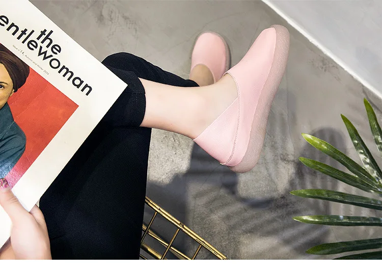 Весенняя женская обувь из натуральной кожи на плоской подошве; женские лоферы; Мокасины без застежки; обувь для медсестры; женская повседневная обувь; zapatos de mujer; y943
