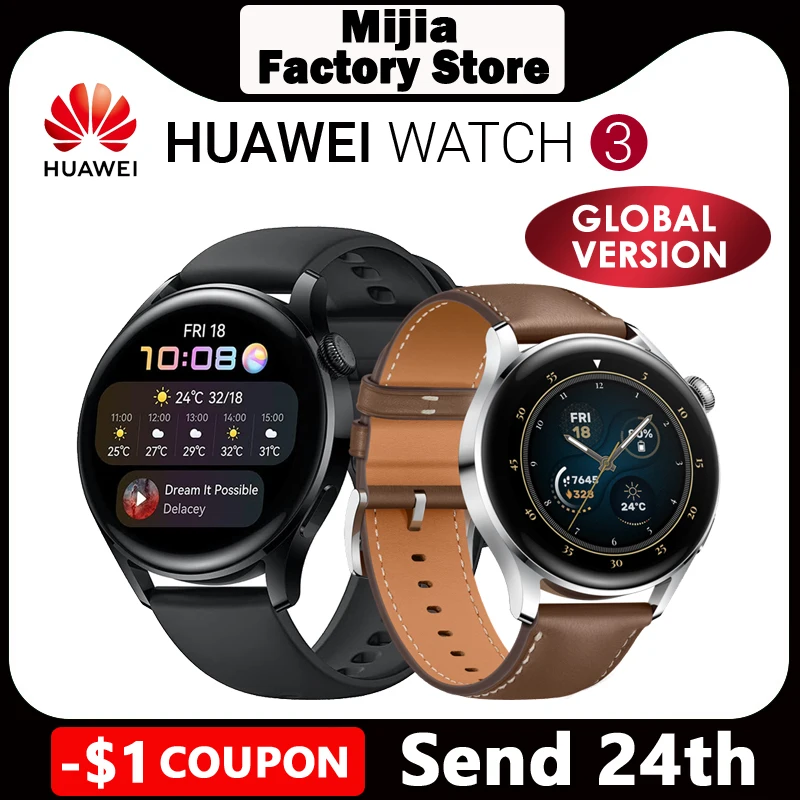 HUAWEI WATCH 3 Smartwatch,eSIM Cellular Calling,Built in GPS Smart