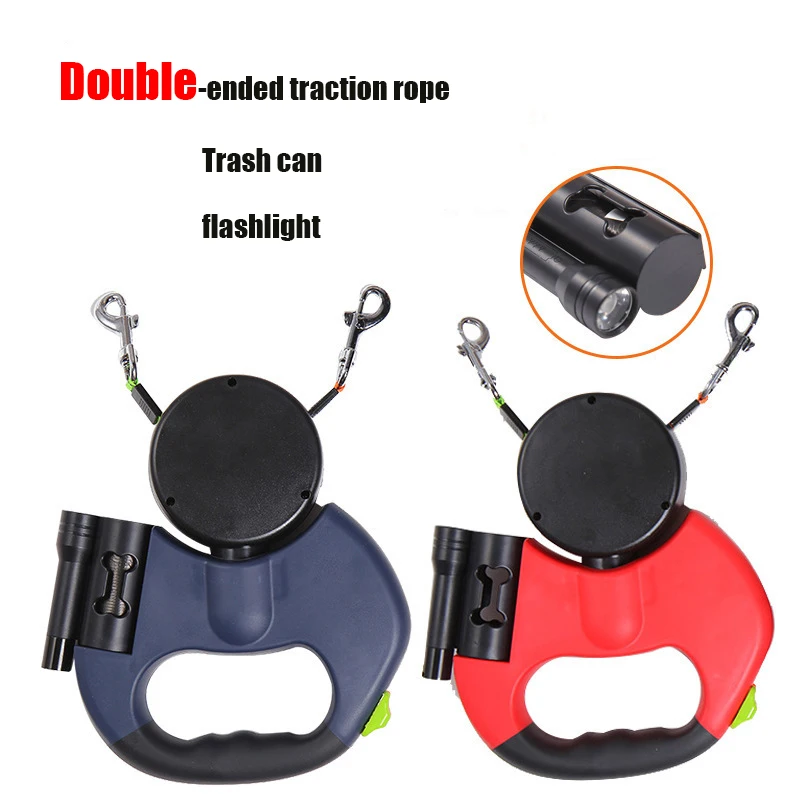 2 Color Retractable Dual Double Pet Leash Rope Zero Tangle Walk For Two Dog Walk The Dog Adjustable Pet Leash Pet Supplies