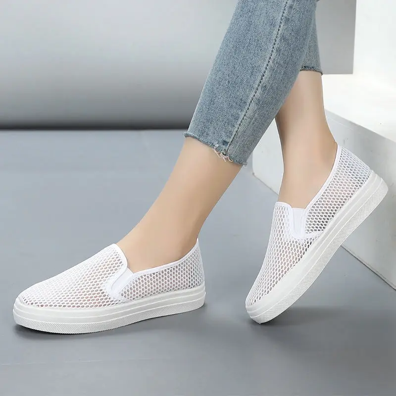 Tenis Feminino Women Sneakers Flats Ladies Casual Vulcanized Shoes Walking Spring Summer Mesh Breathable Slip On Female Fashion