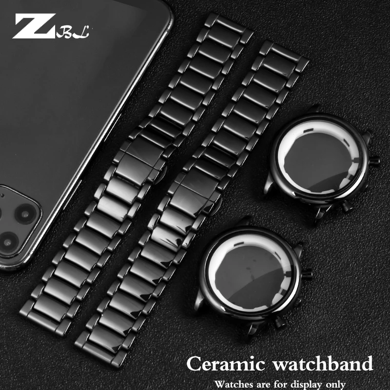 

high quality Ceramic watchband for Armani AR1507 AR1508 AR1509 Samsung s2 3 4 Huawei GT watch strap bracelet wristband 20MM 22MM