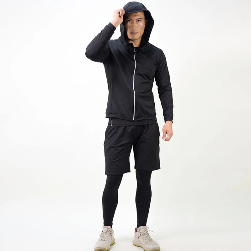 Kopen Mannen Sportkleding Hoodie Sportkleding Compressie Sport Pak Jogger Training Gym Kleding Elastische Trainingspak Running Sets