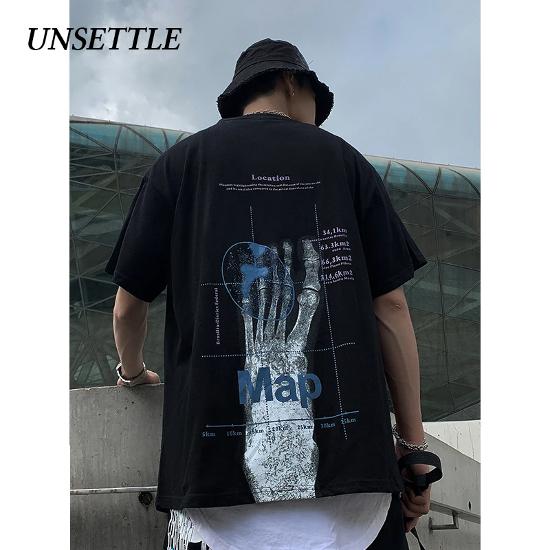 UNSETTLE 2020SS Harajuku футболка Мужская/Женская Хип-хоп с принтом черепа готика панк