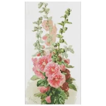 

Pink hollyhock flower patterns Counted Cross Stitch 14CT 18CT 28CT DIY Cross Stitch Kits Embroidery Needlework Sets home decor