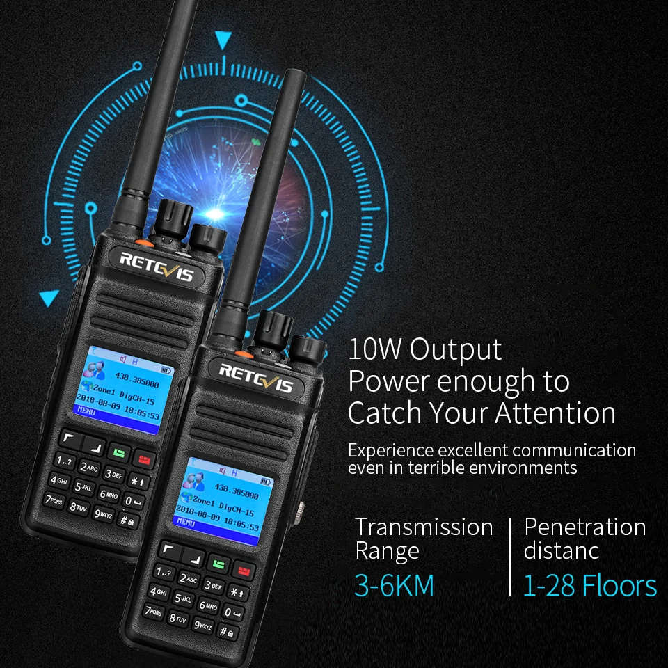 1 шт. Retevis RT83 высокомощная рация DMR цифровое радио(gps) IP67 водонепроницаемый UHF 400-470 МГц цифровой/аналоговый двухстороннее радио