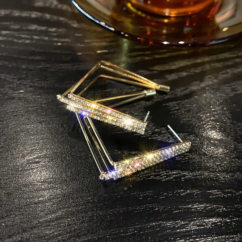 BLIJERY Bling геометрические серьги Многослойные квадратные серьги-кольца для женщин серьги со стразами Свадебные украшения для вечеринок