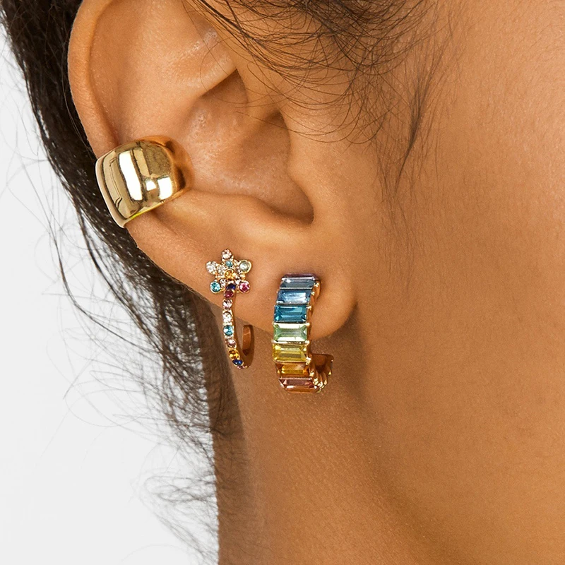

YMYW New Arrived Trendy Rainbow Colorful Stud Earrings Rhinestone Crystal Luxury Boho Statement Earrings for Women Party Jewelry