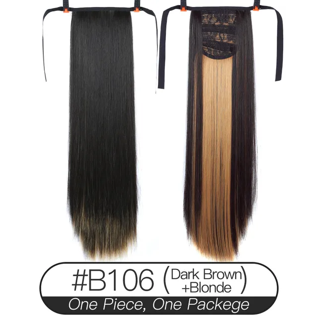 Xnaira Synthetic Fake Hair Pieces Afro Long Straight Drawstring Ponytail  Hair Bun Pony Tail Clip in Hair Ponytail Extensions 106