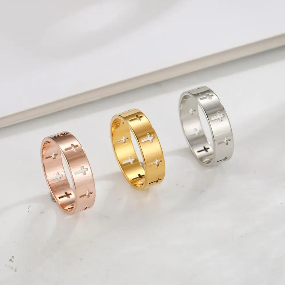 Skyrim Hollow Cross Men's Women's Stainless Steel Engagement Couple Rings 2025 Jewelry Anniversary Gifts couples rings stainless steel ring finger ring wedding rings wedding ring ring set