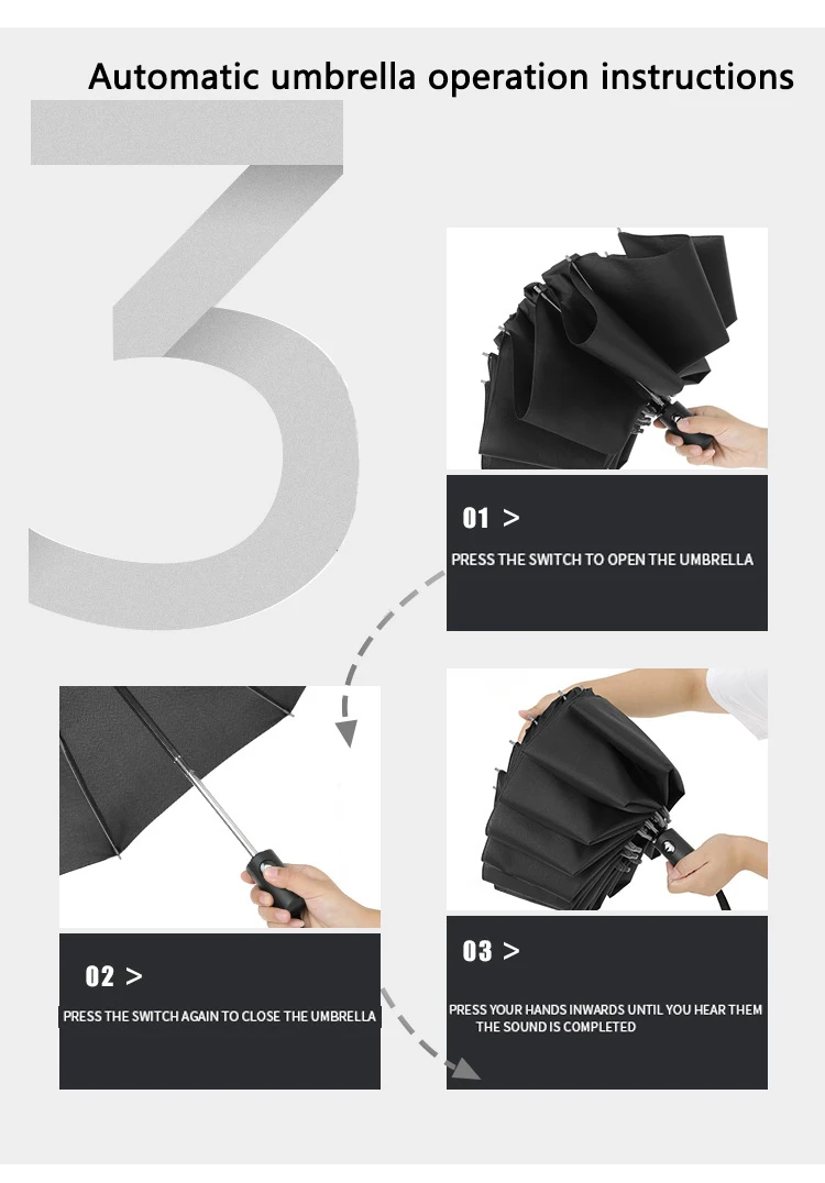 Xiaomi Golf Reverse Umbrella 10 Ribs Travel Folding Umbrella with Reflective Stripes Windproof Auto Open/Close Inverted Umbrella