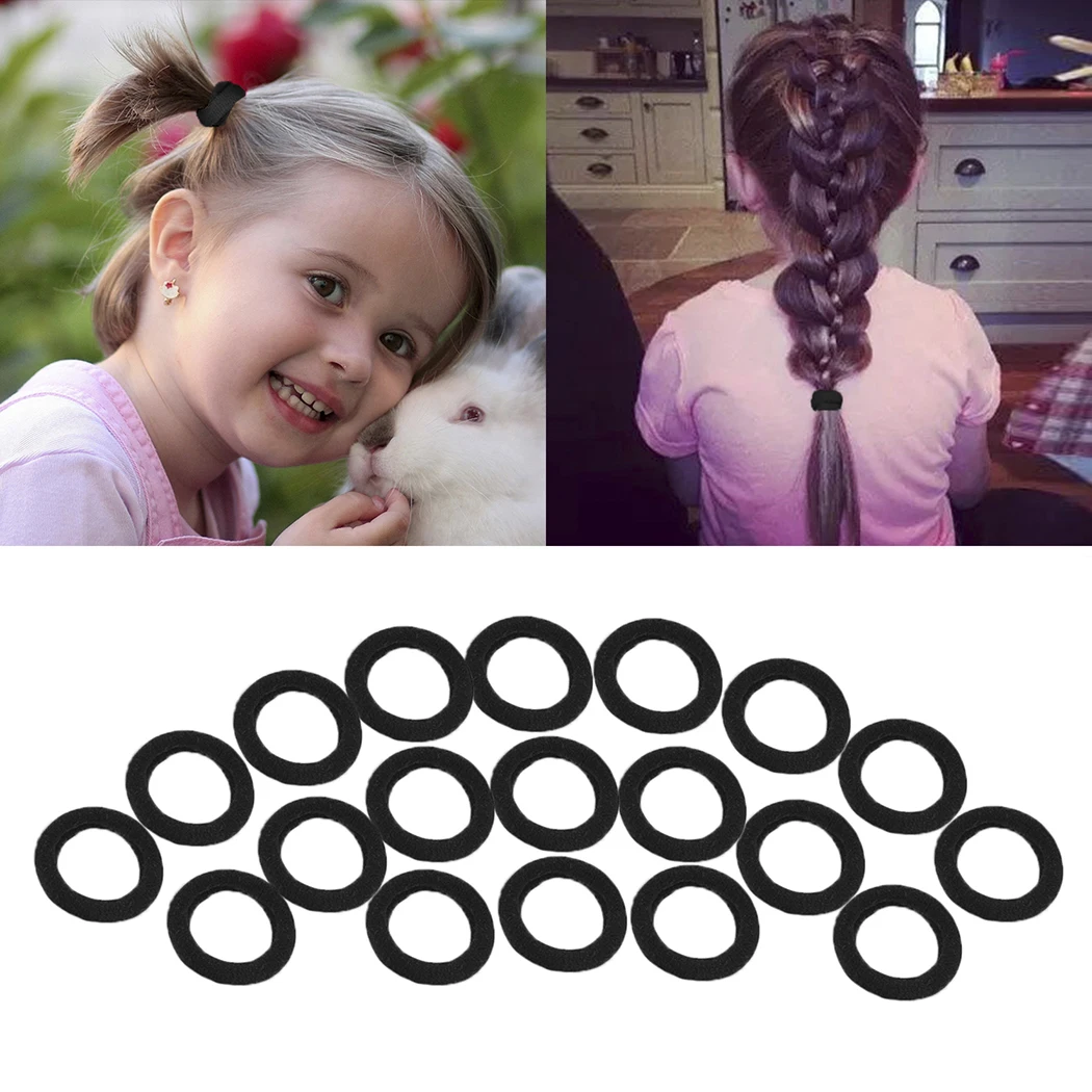

New 50Pcs/Set Black Color Hair Circle Solid Nylon Elastic Hair Bands Ponytail Rubber Bands Scrunchie Headbands Hair Accessories