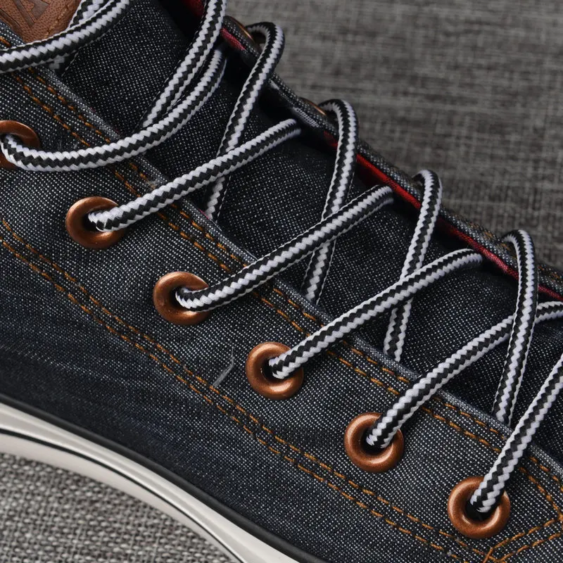 Sepatu Kanvas Anak Laki-laki Denim High Top Sepatu Siswa Musim