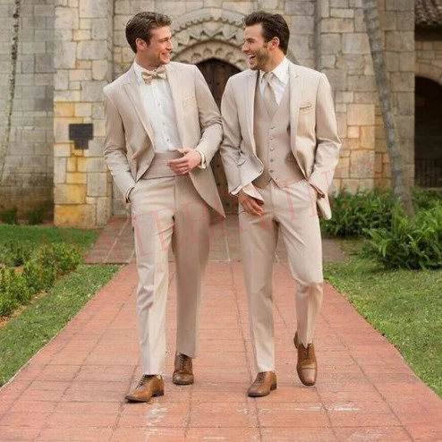 Traje Beige clásico para hombre, traje PARA CENA DE BODA, ropa de matrimonio, traje ajustado, Blazer con pantalones, 2021|Trajes a medida| - AliExpress