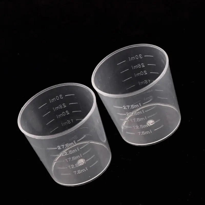100 шт 30 мл Пластиковые мерные стаканчики из эпоксидной смолы, набор полимерных форм для изготовления ювелирных изделий
