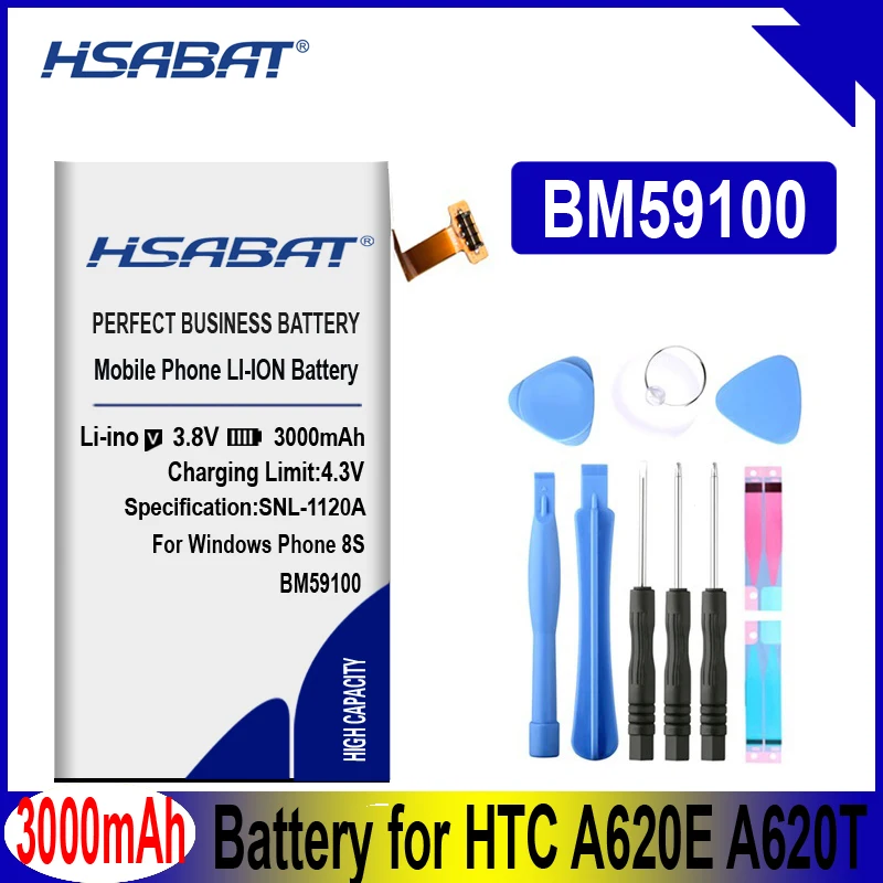 HSABAT 100% новый аккумулятор 3000 мАч BM59100 для HTC Windows Phone 8S Rio A620E A620T A620D|battery for|battery for