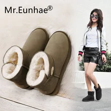 Женские зимние ботинки из натуральной кожи в австралийском стиле австралийские ботильоны с круглым носком без застежки с пуговицами ботинки на нескользящей резиновой подошве