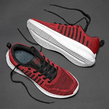 Hot New Lightweight Sneakers Men Shoes Summer Breathable Mesh Large Size 46 47 Sports Running Shoes Red Support Dropshipping