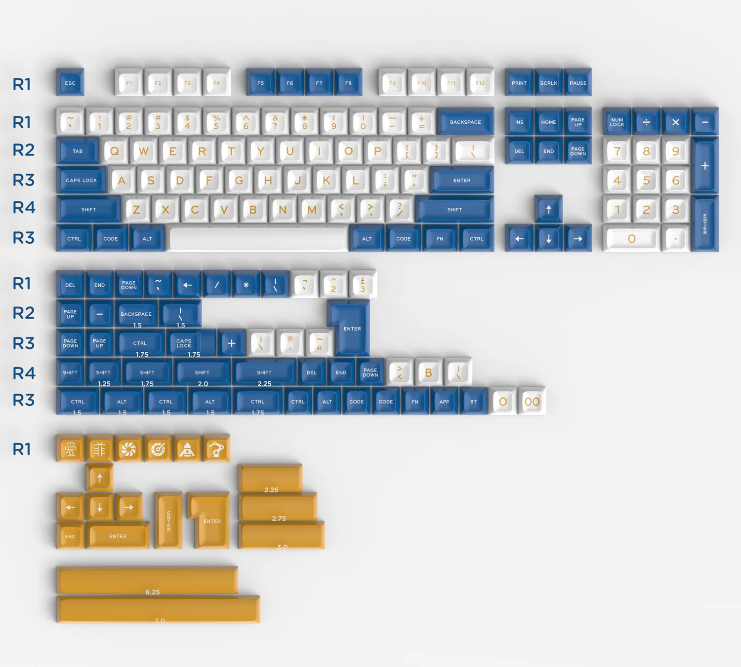 

172 Key Caps SA Profile Height ABS White Green Black Red Blue Yellow Brown Keycap for Mechanical Keyboard Cherry MX Switcher