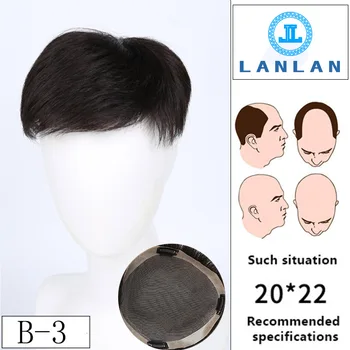 

LANLAN Real Hair Extension Human Hair Toupee for Men Top Hair Closures Lace Inner Cap with Fixed Clip Multiple Styles Toupee