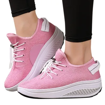 

Eillysevens 2019 New Womens Sneaker Air Cushion Mesh Breathable Thick-Soled Rocking Shoes Running Sports Pink Sneakers baskets