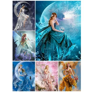 

5D DIY Diamond Painting Full Square Fantasy Moon Girl Cross Stitch Kits Diamond Embroidery Mosaic Picture Rhinestones Decor Gift