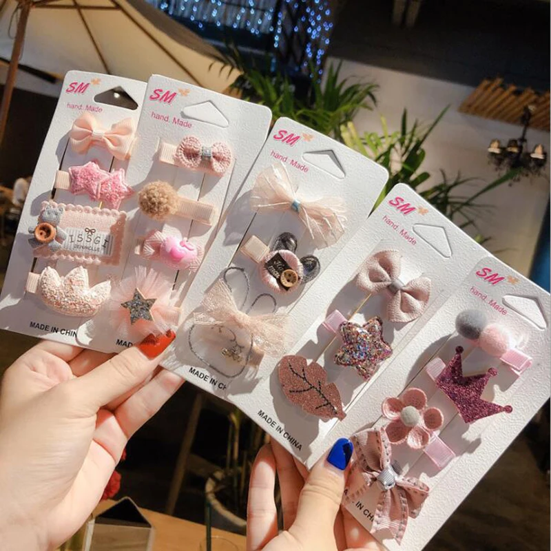 6PCS Kawaii Hairpin Baby Girl Hair Clip Bow Flower Mini Barrettes Kids Infant