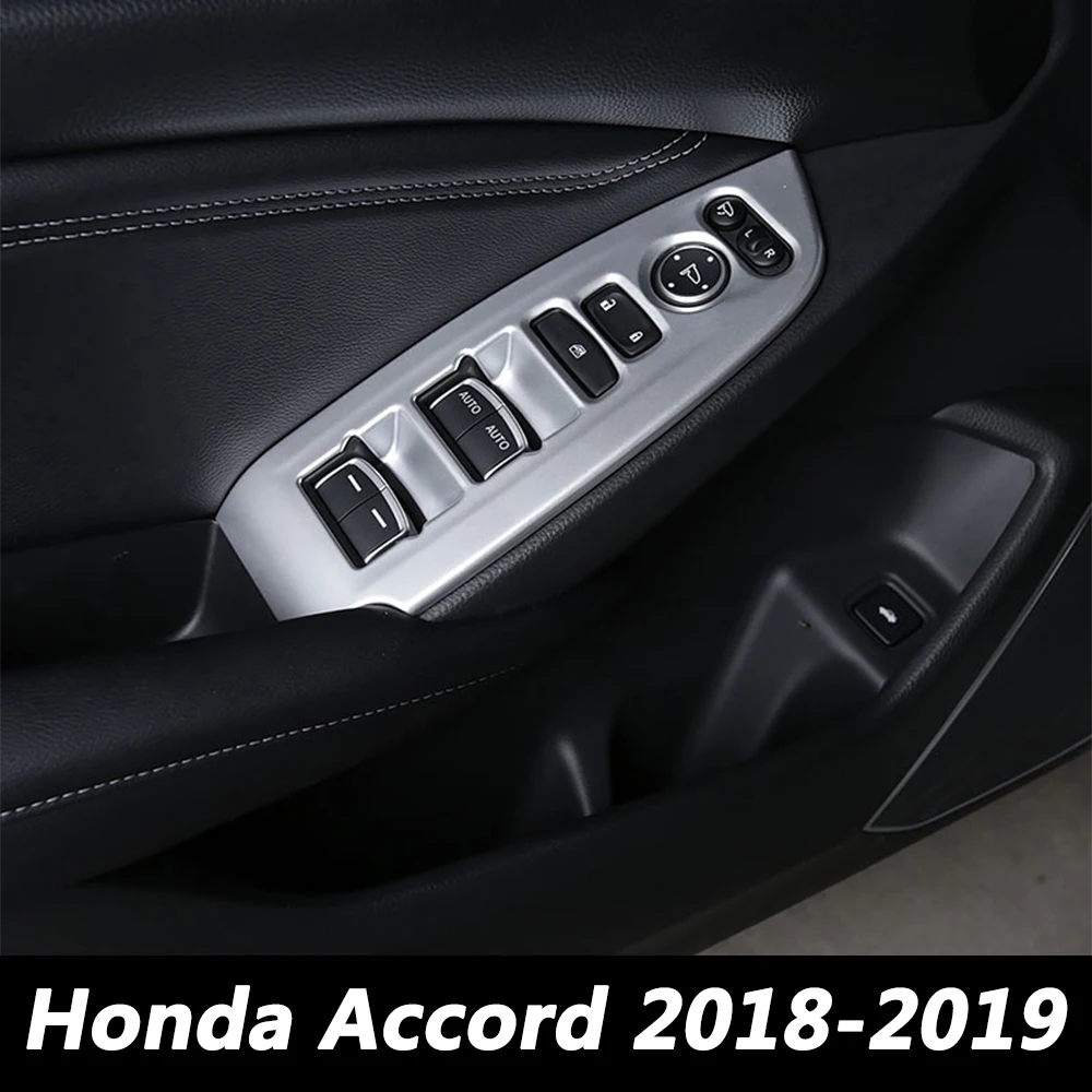 

4Pcs Car Window Control Panel Cover Trim For Honda Accord 10 10th 2018 2019 Auto Door Switch Chrome Stickers Accessories