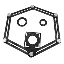 1 pçs telha buraco localizador modelo de metal dobrável vidro de medição ângulo fixo transferidor templat angular localizador régua
