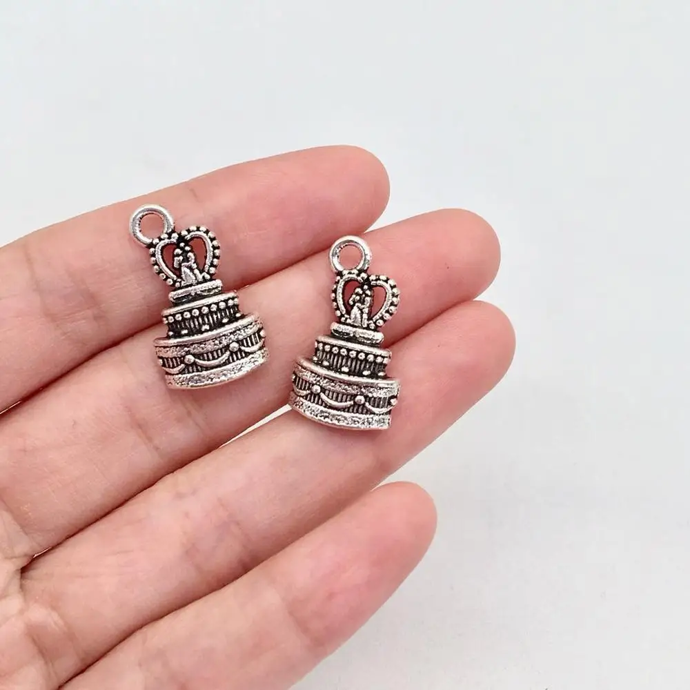 

22 pcs metal Fashion Couple cake Charms,Antique Making pendant ,Vintage Tibetan Silver, fit DIY jewelry bracelet necklace