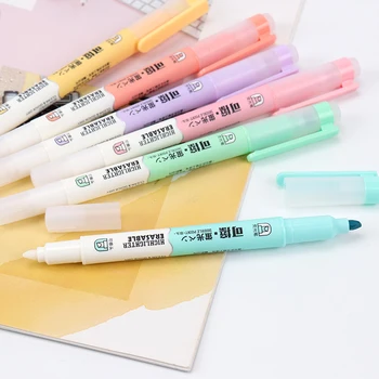 

6PCS/Set Candy Colors Double Head Erasable Highlighter Children'S Graffiti Marking Tool Pen Office School Writing Supplies