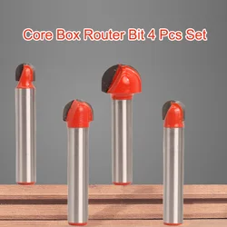 Núcleo caixa roteador bit Set 4PCS 1/4 Polegada haste, ótimo para fazer sinais acentos decorativos para móveis e placas