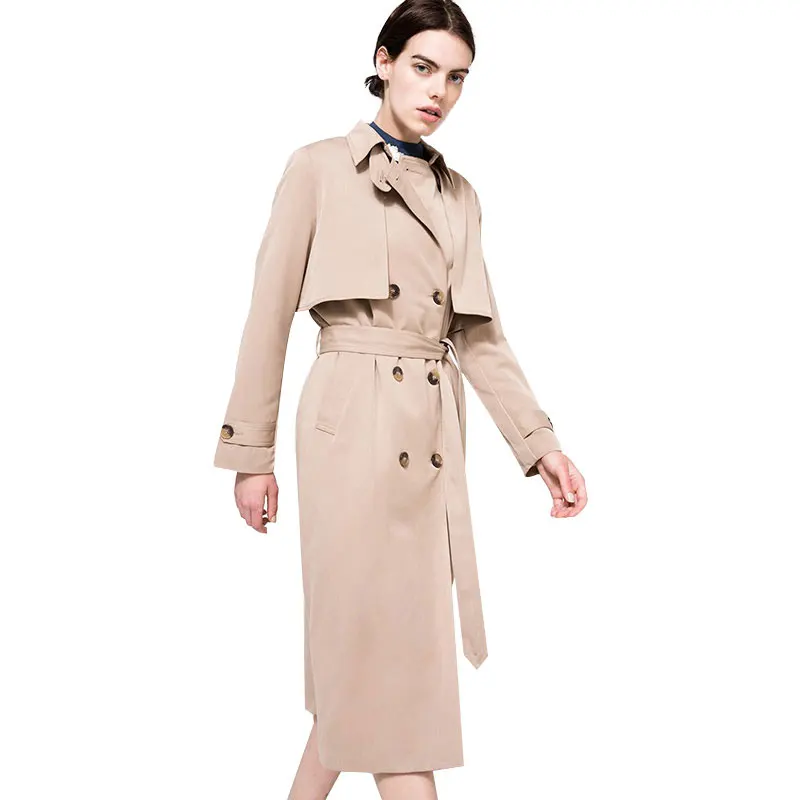 

2019 Autumn New High Fashion Brand Women Classic Double Breasted Trench Coat Waterproof Raincoat Business Outerwear