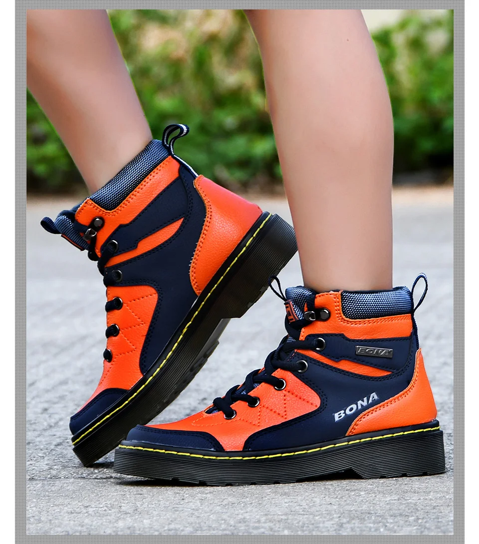 BONA New Designer Winter Warm Platform Snow Boots Children Casual Sneakers Faux Suede Leather Kids Snowboots Warm Plush