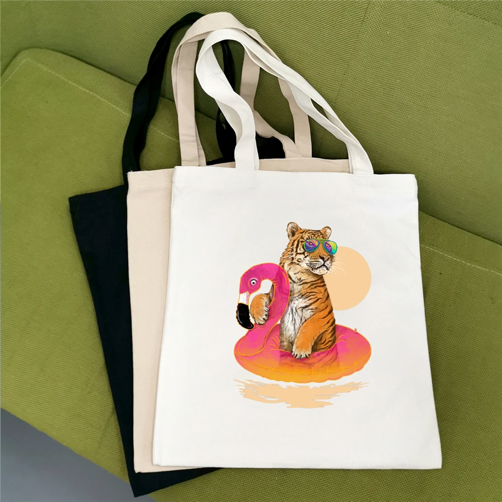 

Large Capacity Bag Canvas Shopping Bags Shoulder Bag Canvas Print Vintage Tiger Tote Bag Vintage Harajuku Bag Women Handbag