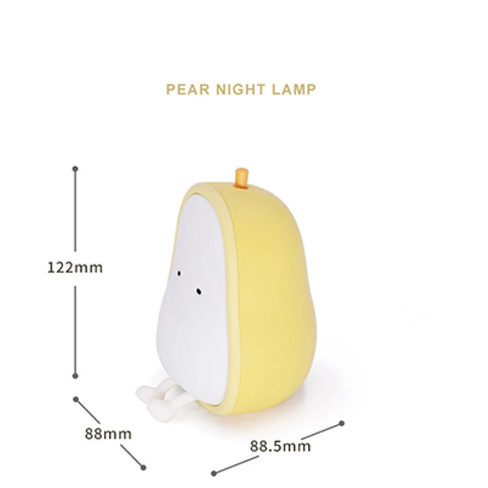 LED Pear-shaped Fruit Night Light USB Rechargeable Dimming Table Lamp Bedroom Bedside Decoration Silicone Light Kid Gift images - 6