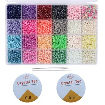 

6000Pcs 24 Grid 4mm Small Glass Seed Beads for DIY Bracelet Necklace Jewelry XXFD