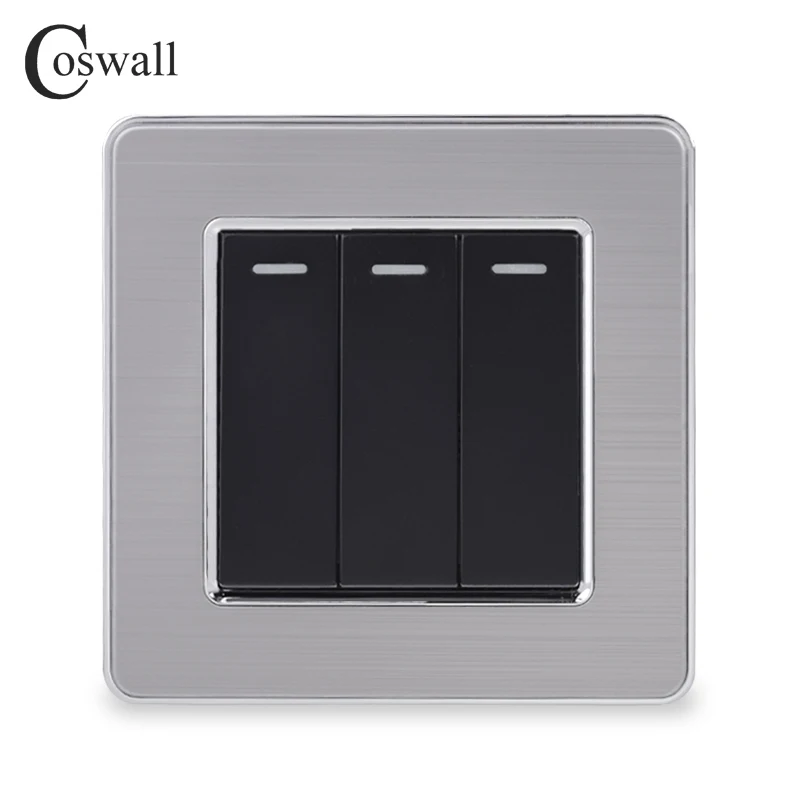 Coswall 3 Gang 1 Way роскошный светильник настенный выключатель панель из нержавеющей