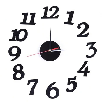 

Wall Clock Acrylic 3D DIY Big Decorative Kitchen Clocks Acrylic Mirror Stickers Wall Clock Home Home Decor Black