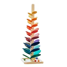 Montessori – arbre de jeu en bois pour bébé, coloré, intéressant, boule de pétales arc en ciel, piste de Rock, jouets pour enfants, enfance heureuse