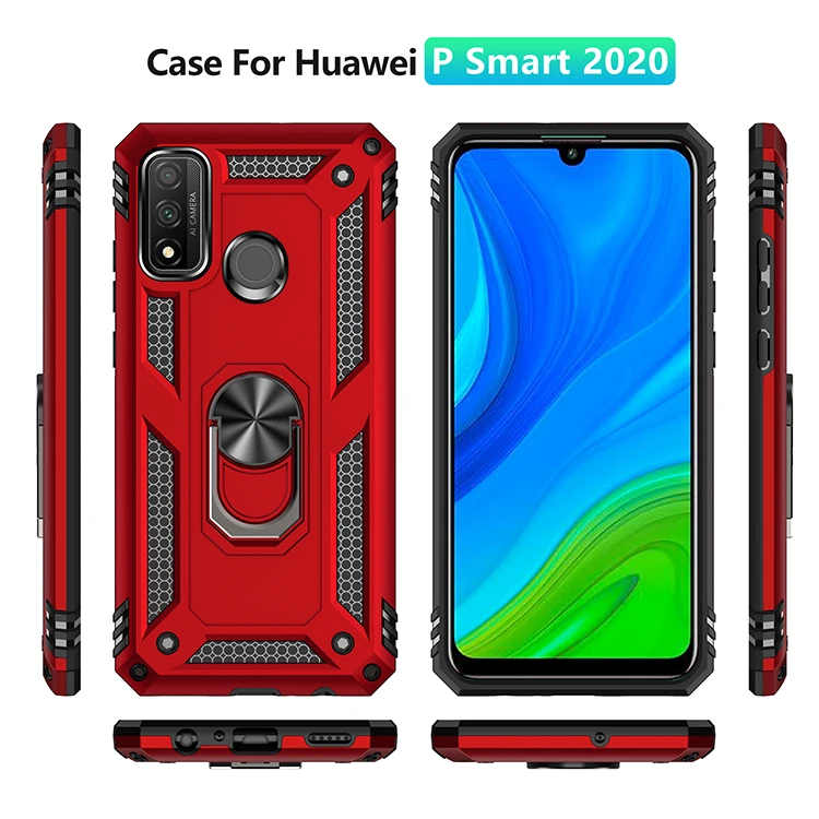 Armor Shockproof Phone Case For Huawei Honor 8S 9X10 20 Play 4T P Smart Z Pro Lite 2019 2020 Finger Ring Holder Car Magnet Cover huawei pu case