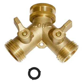 

1/2pcs Garden Hose Y Valve Connectors Brass Hose Splitter with Solid Brass Handle Brass Y Valve Water Garden Hose Adapter 2 Way