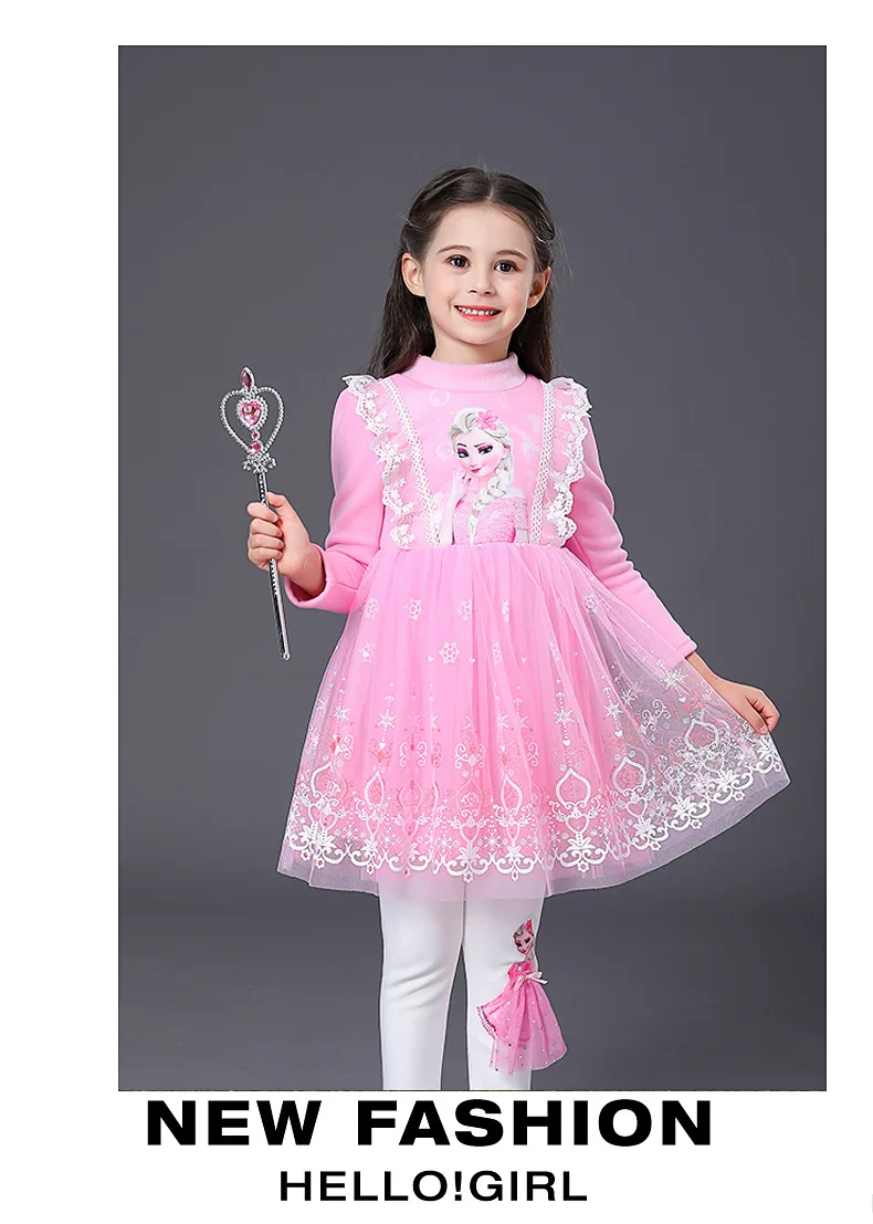 Платья Анны и Эльзы для детей; платья для девочек; зимние вечерние платья принцессы с рукавами для девочек; кружевное платье Эльзы для девочек